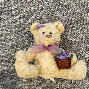 Tan Decor Teddy Bear with Purple Accents